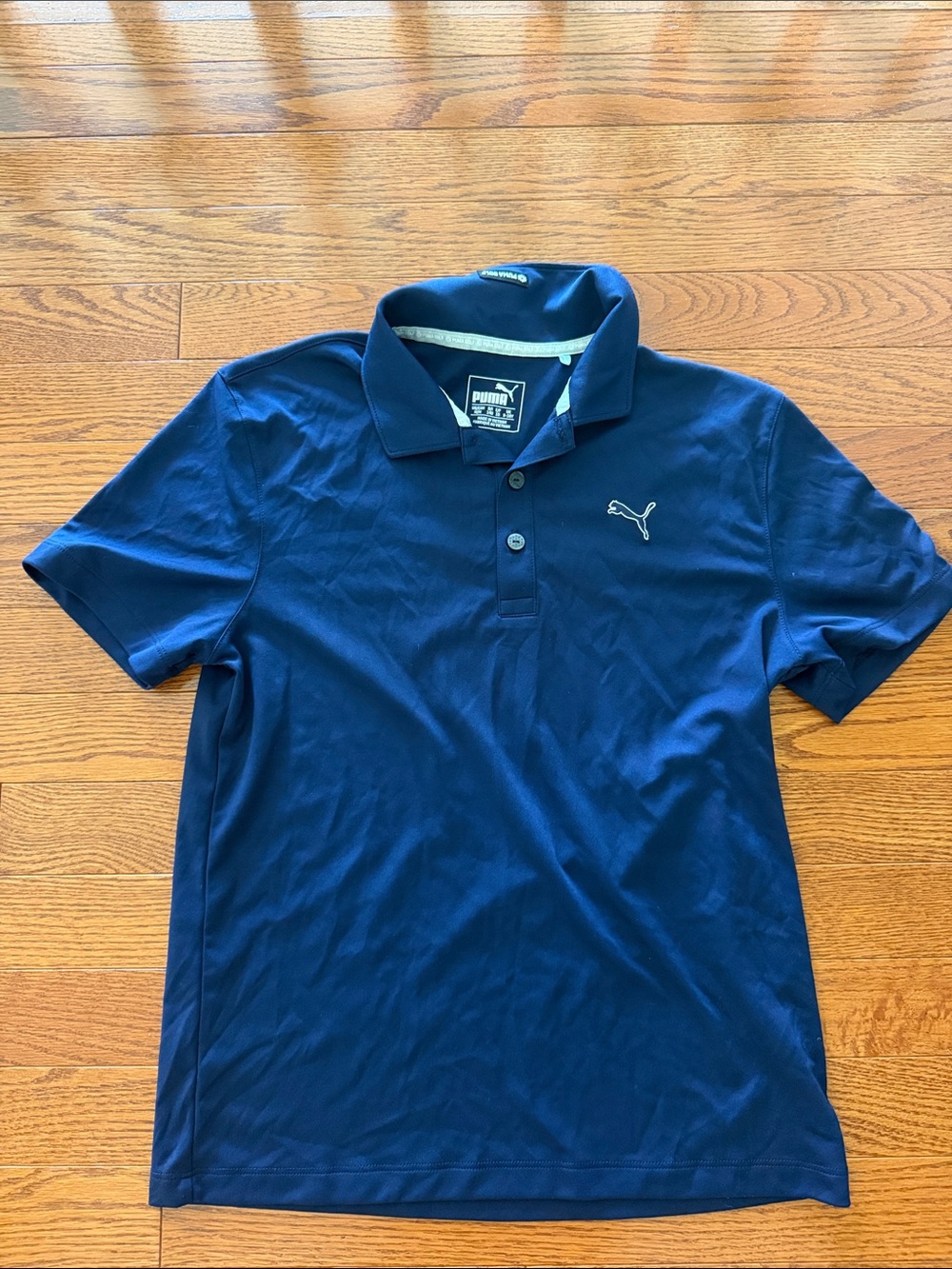 Puma Men's Navy Polo with White Puma Cat Logo